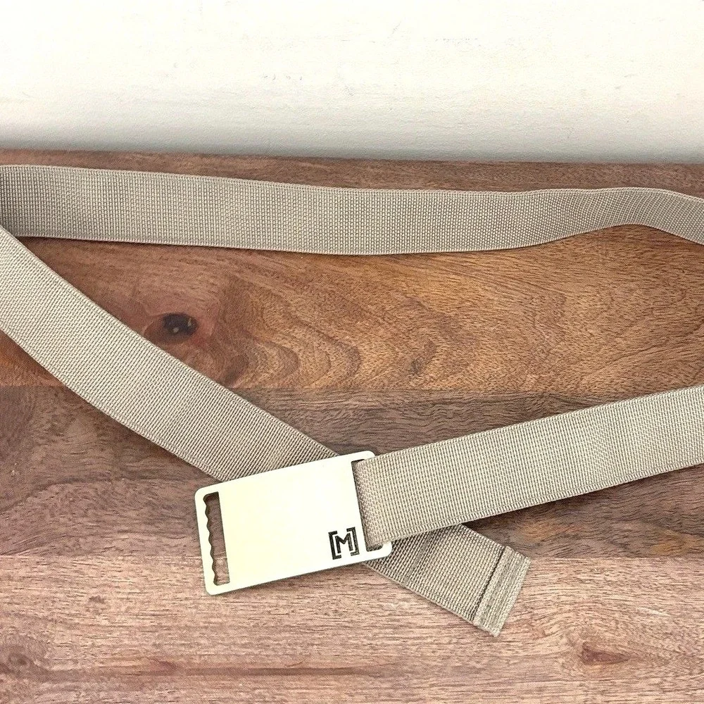 Magzook Magbelt Tan Magnetic‎ Nylon Webbing Belt Silver Buckle Mens Size 34-38